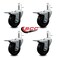 Service Caster 3.5'' Soft Rubber Wheel Swivel 7/16'' Stem Caster Set Total Lock Brake, 4PK SCC-GRTTL20S3514-SRS-716138-4 - alternate 3